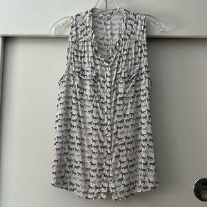 Guc sleeveless pearl snap with CUTE LITTLE HORSES